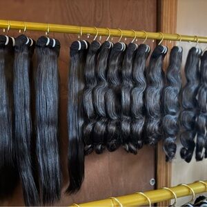 Premium Natural Black Weft Hair Extensions - Smooth & Wavy Options